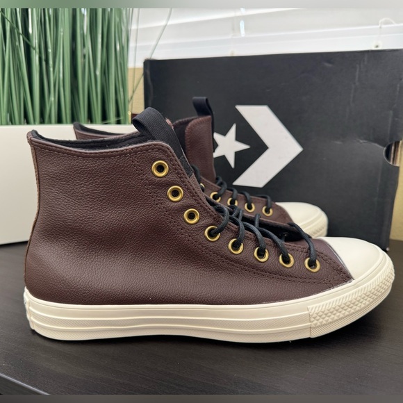 Converse CTAS Hi Dark Root|Black|Egret Leather Sneakers ✨NEW - Picture 5 of 9